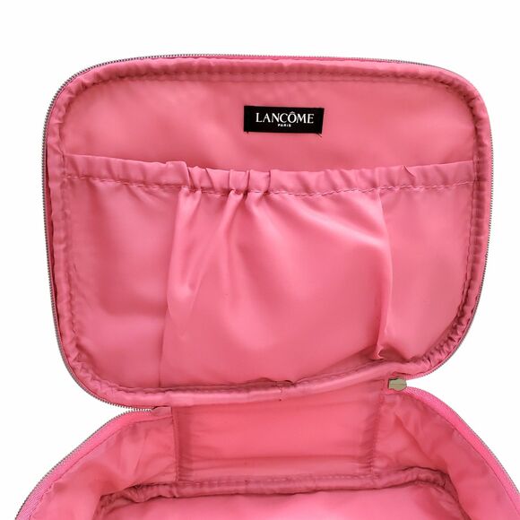 Lancome Paris Comestic Bag Case Zippered Pink Travel Makeup Portable 9x7x3 - Picture 2 of 10